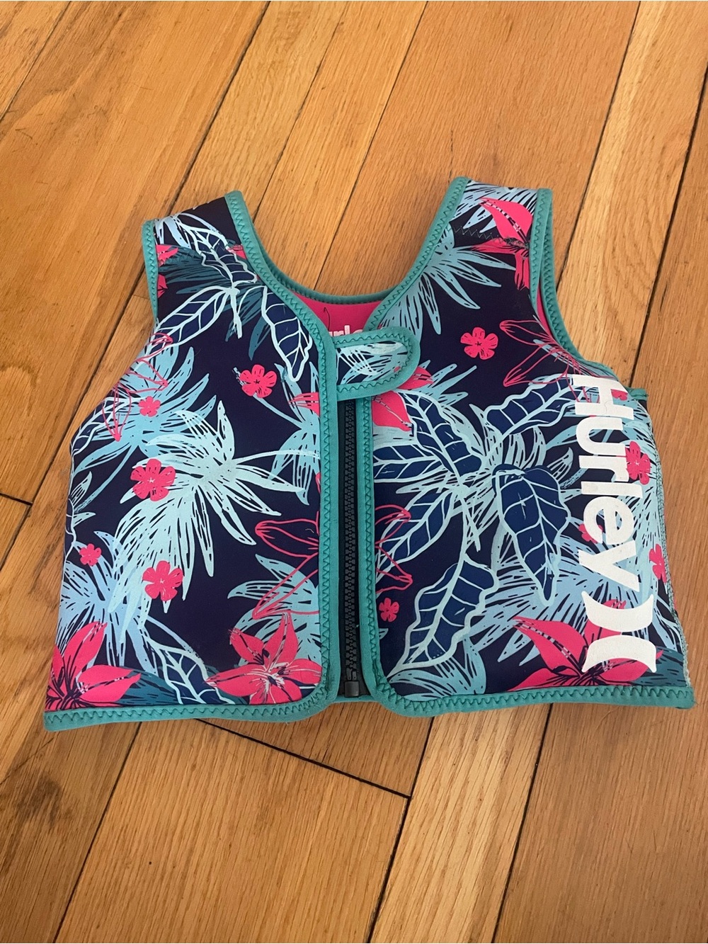 Hurley Kids Floral Swim Vest in Navy, Pink & Teal